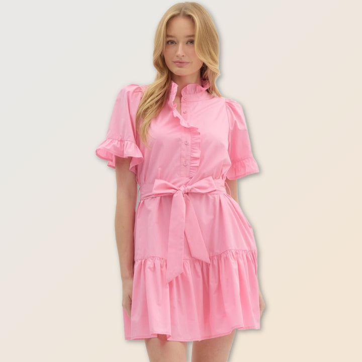 Pink Ruffle Mini Dress