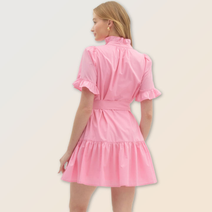 Pink Ruffle Mini Dress