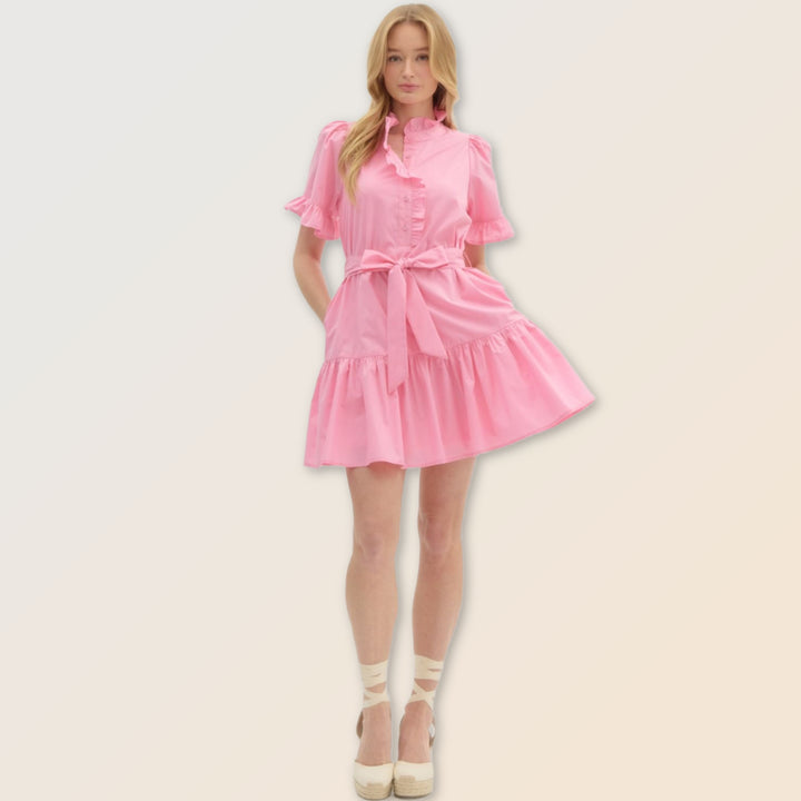 Pink Ruffle Mini Dress