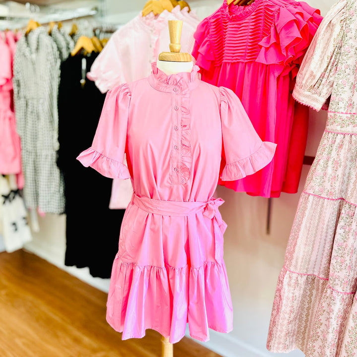 Pink Ruffle Mini Dress