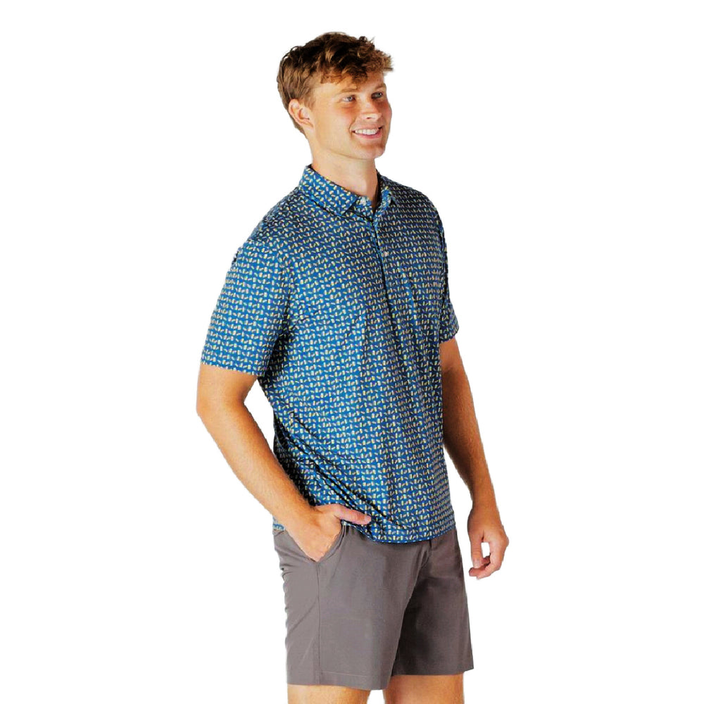 Simply Southern men's polo shirt in navy showing classic collar and fit for casual summer wear