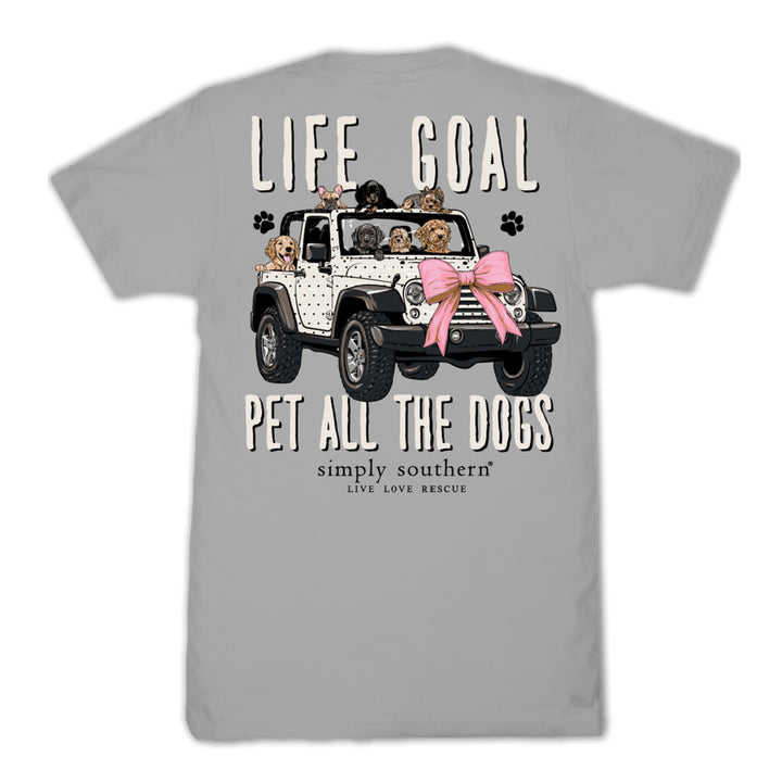 Back view dog lover shirt gray tee with Jeep filled with dogs and pink bow graphic design