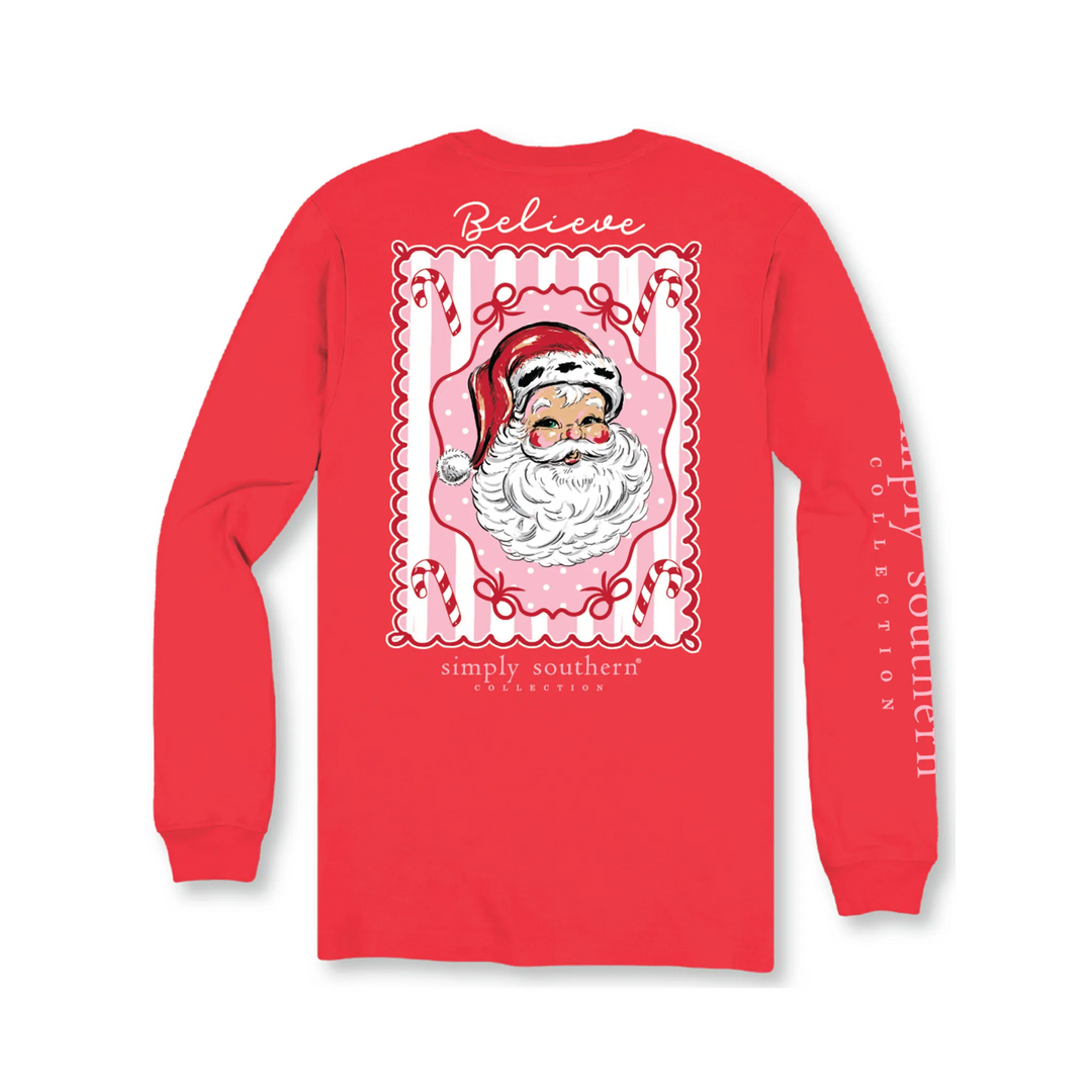 Simply Southern Santa Tee - Red Long Sleeve Christmas Shirt