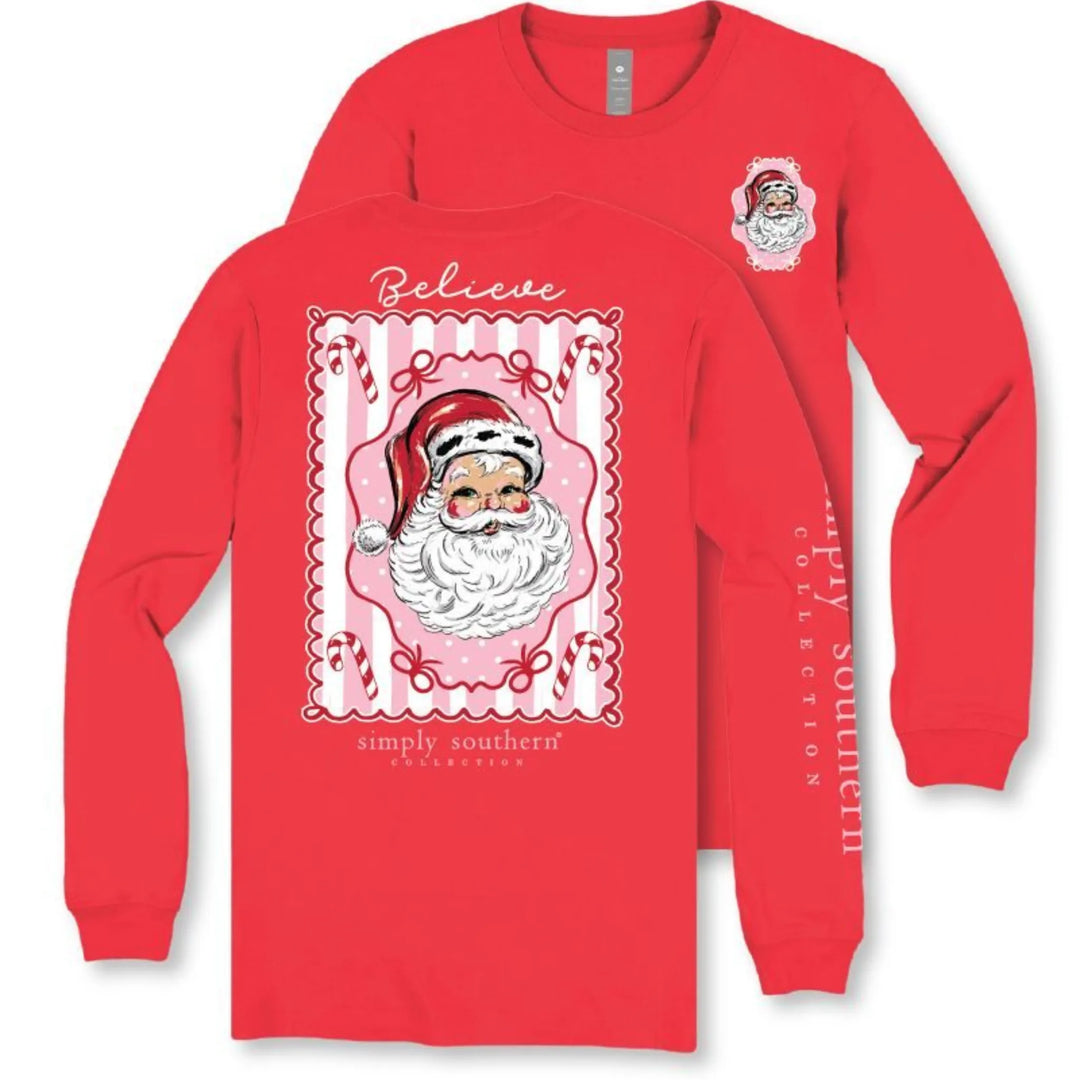 Simply Southern Santa Tee - Red Long Sleeve Christmas Shirt