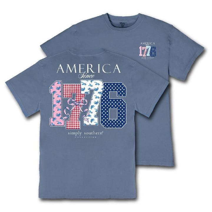 Simply Southern America Since 1776 t-shirt with red white and blue graphic