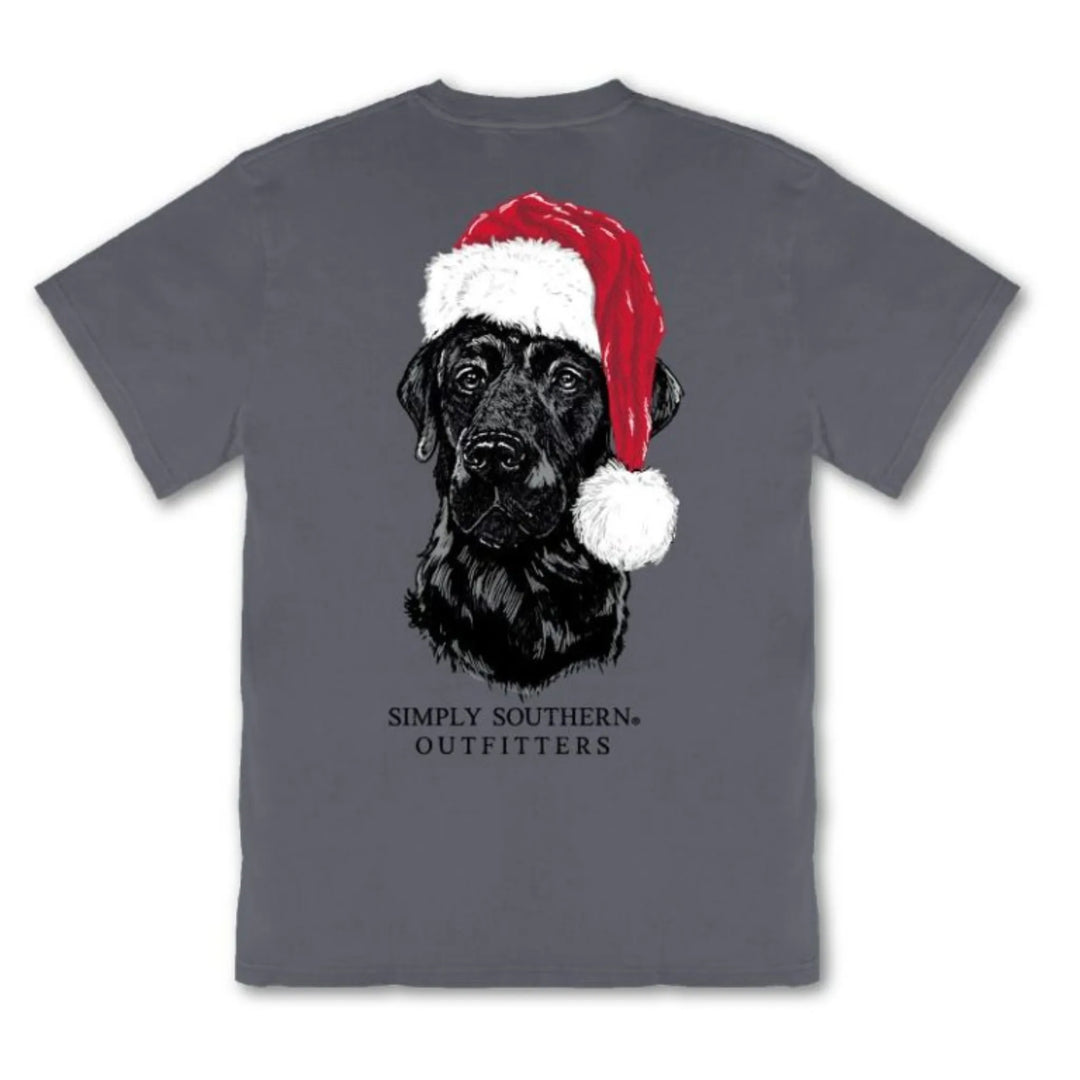 Simply Southern Dog Christmas Shirt - Black Lab Santa Gray