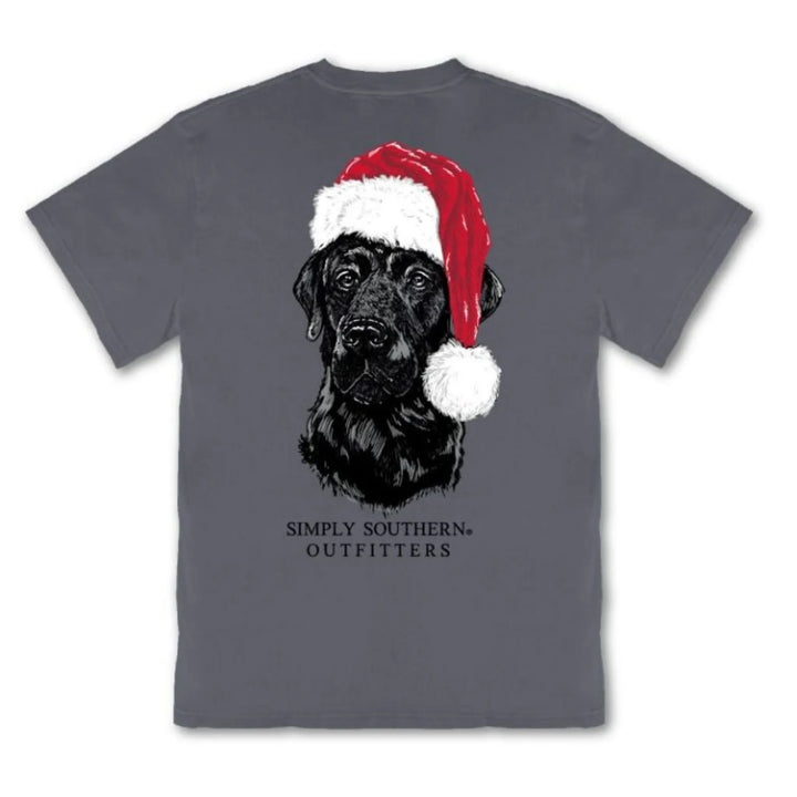 Simply Southern Dog Christmas Shirt - Black Lab Santa Gray