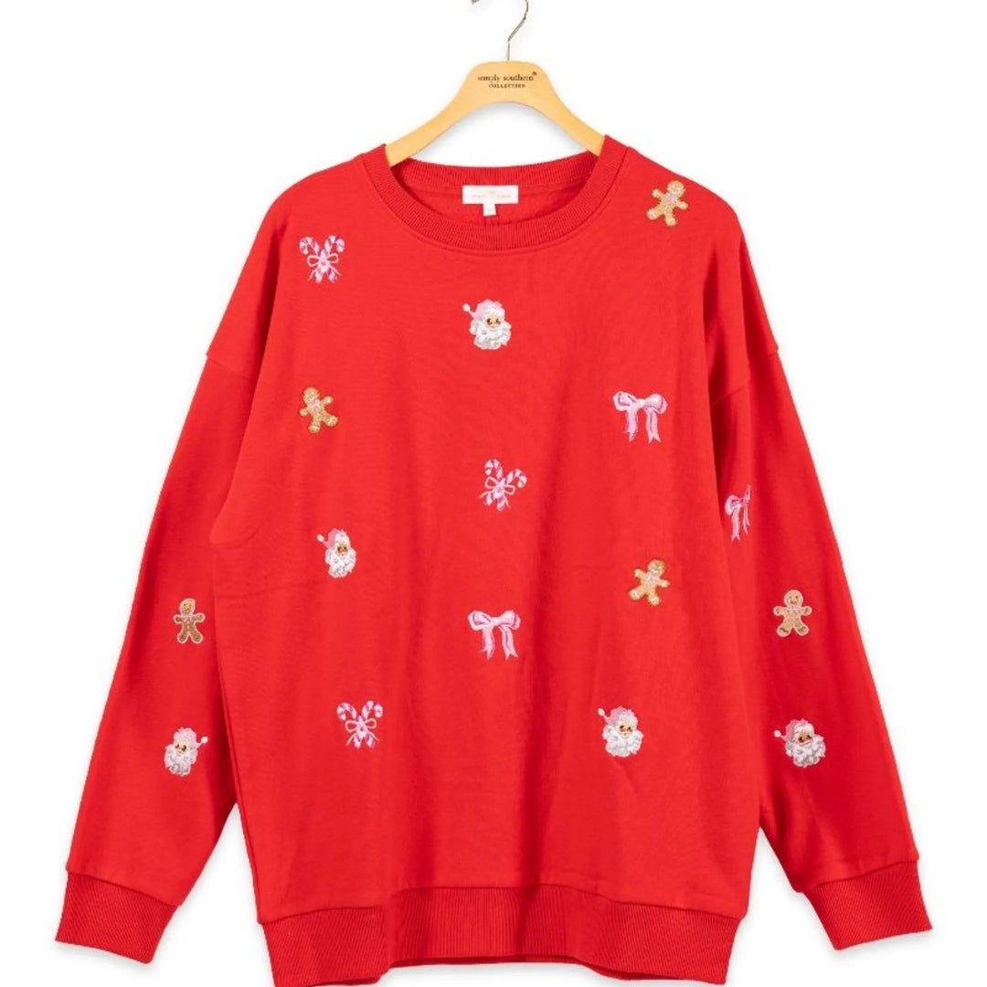 Simply Southern Christmas Motif  Embroidered Sweatshirt