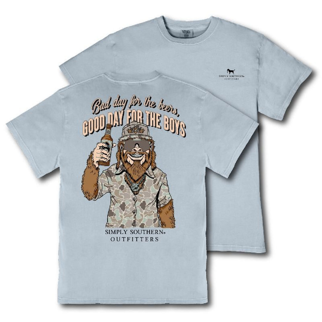 Bigfoot beer graphic on ashen gray mineral wash men's crew neck tee by Simply Southern