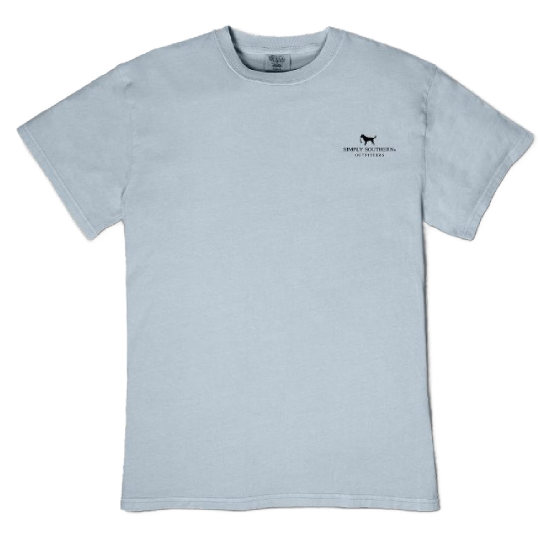 Front of ashen gray Simply Southern Bigfoot and Beer mineral wash crew neck tee