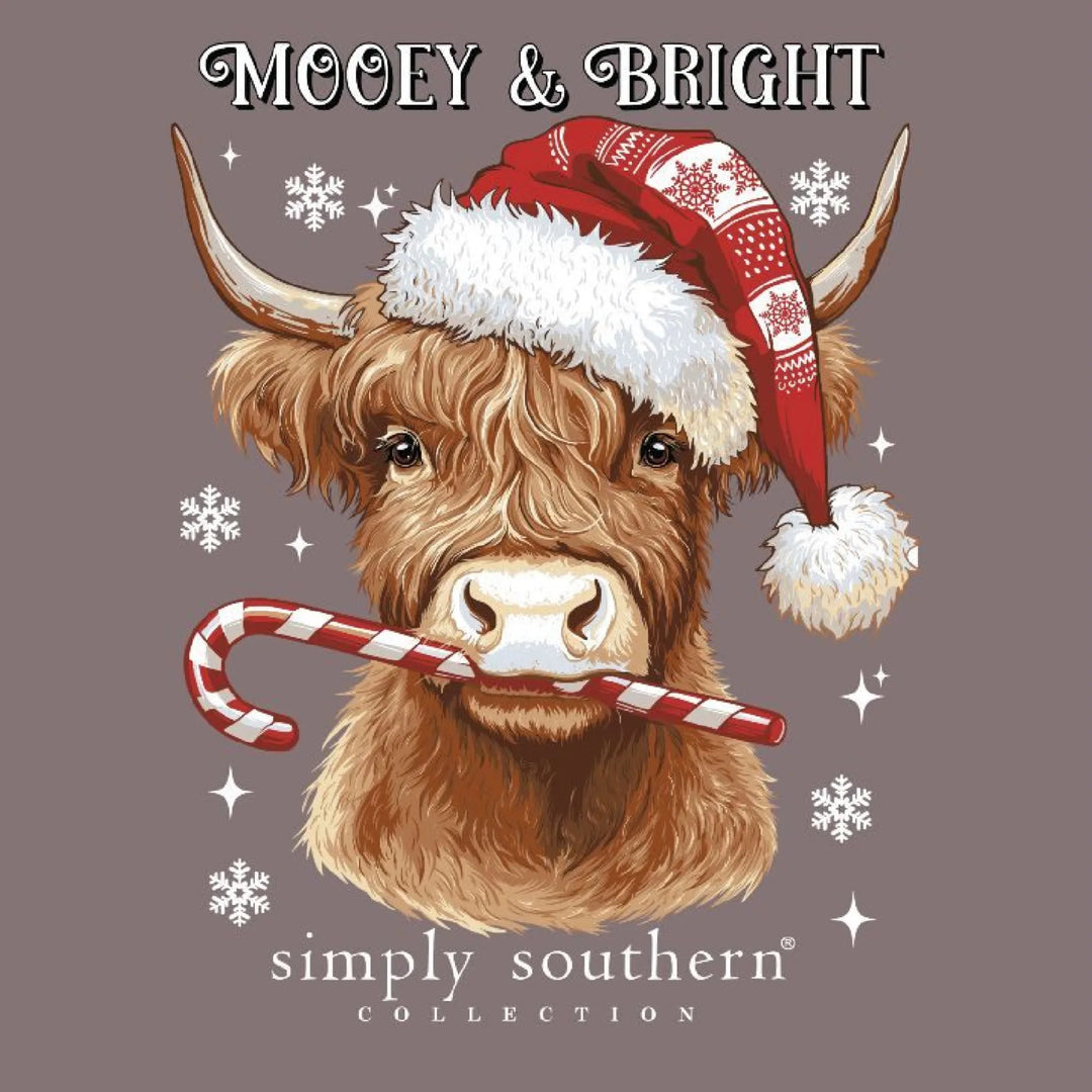 Simply Southern Cow Christmas Tee- Mooey & Bright