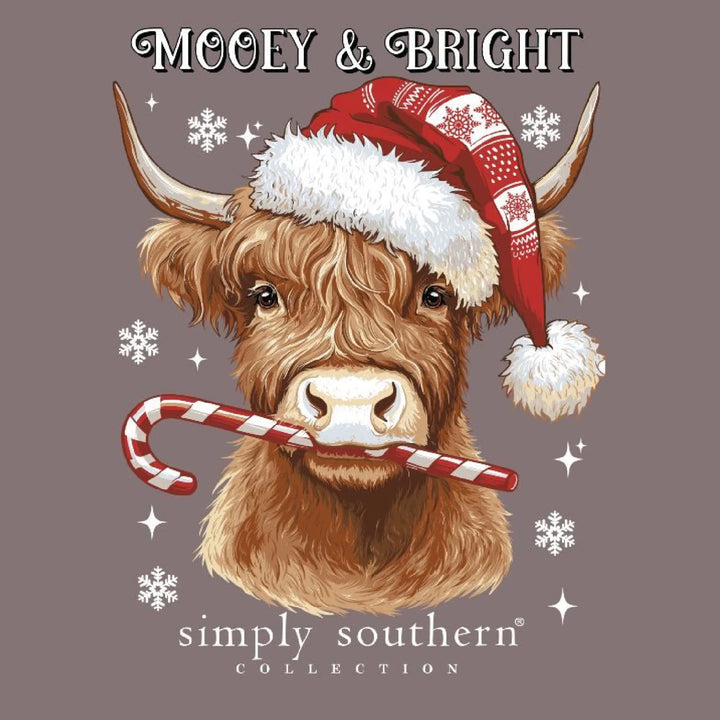 Simply Southern Cow Christmas Tee- Mooey & Bright