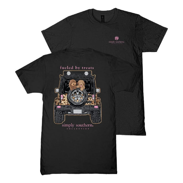 Simply Southern Dog Jeep Shirt - Fueled by Treats Black Tee
