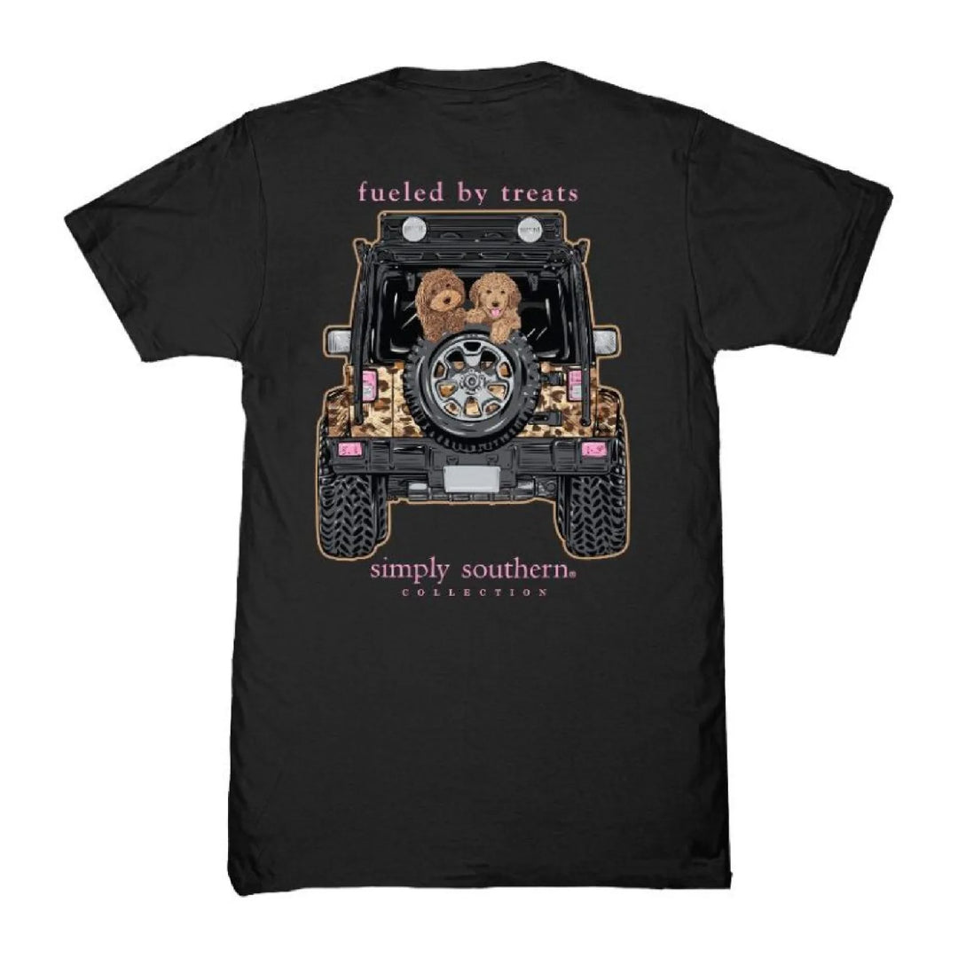 Simply Southern Dog Jeep Shirt - Fueled by Treats Black Tee