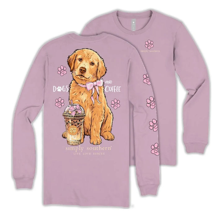 Simply Southern Dog and Coffee Long Sleeve Tee - Wisteria