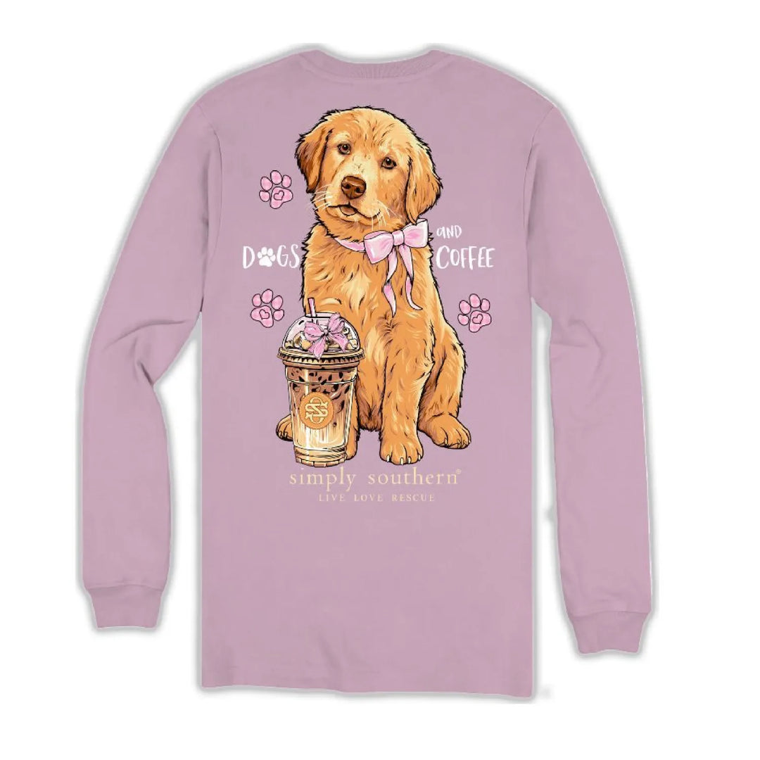 Simply Southern Dog and Coffee Long Sleeve Tee - Wisteria