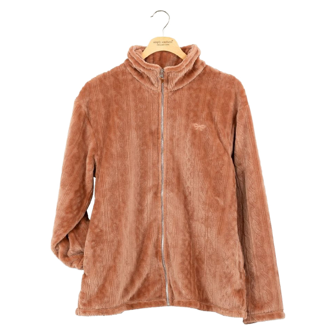 Simply Southern Elsie Full Zip Fleece Jacket - Mocha