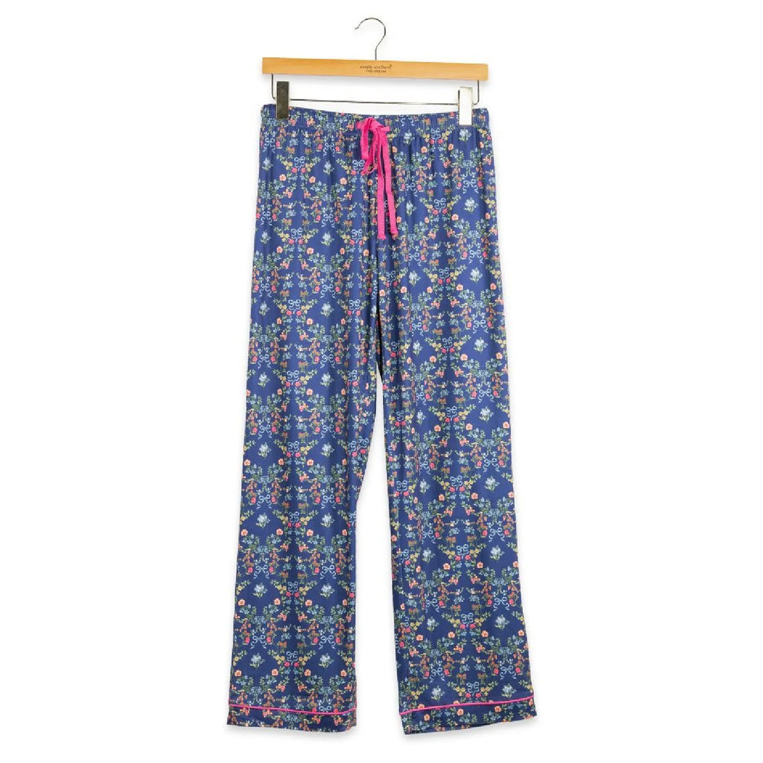 Simply Southern Pajama Pants - Navy Floral Ribbon Trim