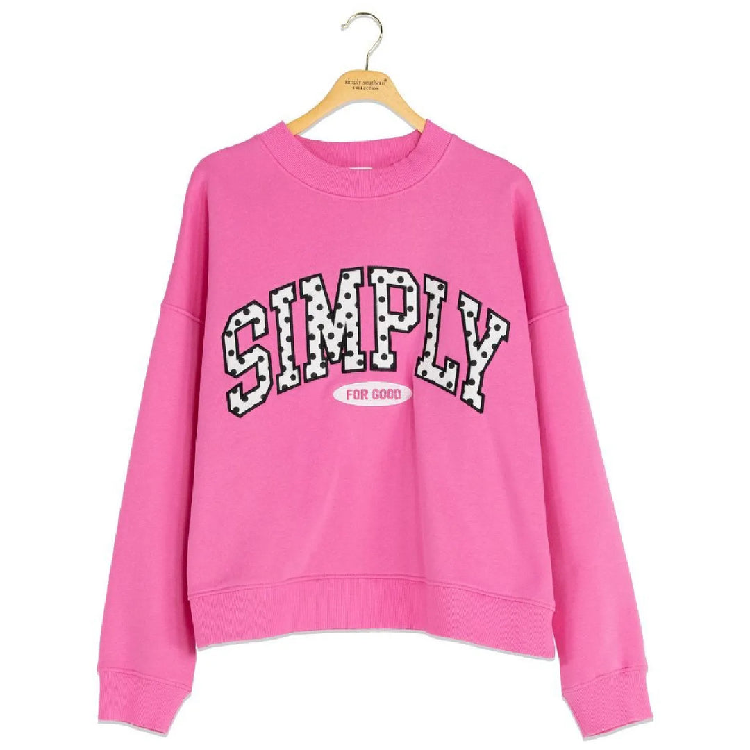 Simply Southern Simply for Good Pink Polka Dot Sweatshirt