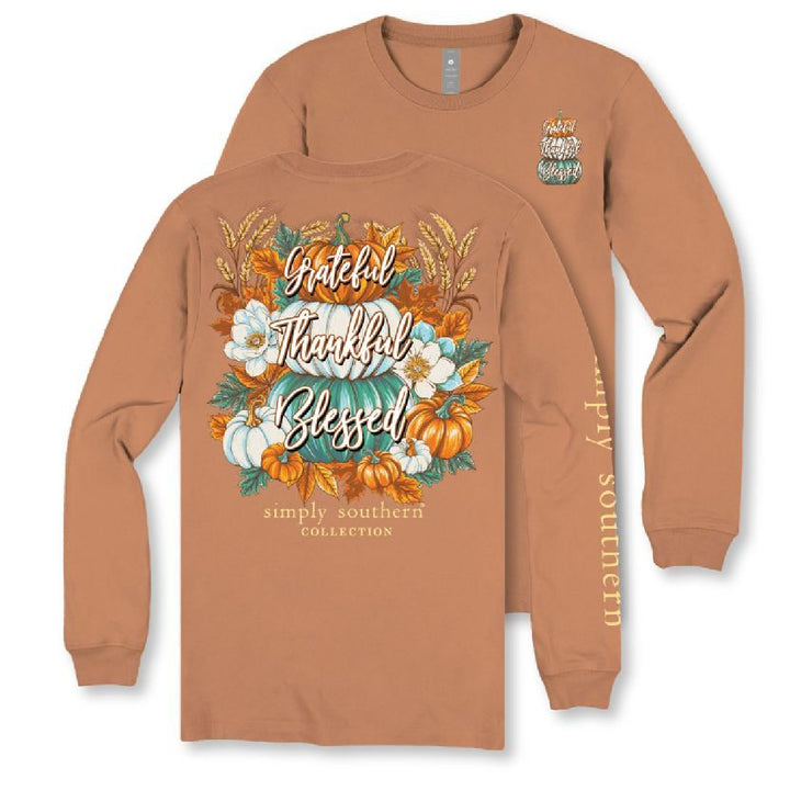 Simply Southern Thankful Long Sleeve Tee - Chestnut