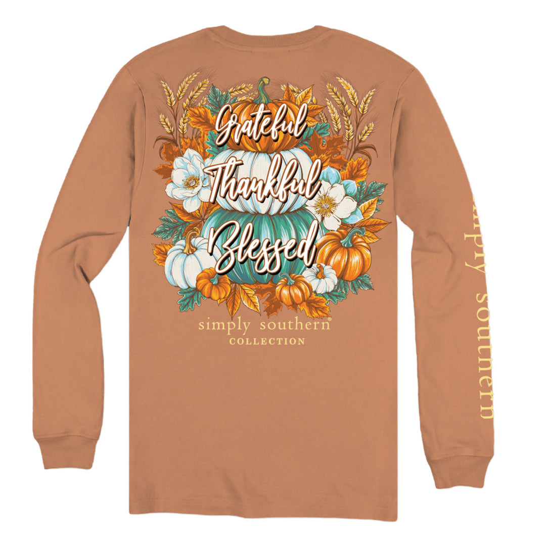 Simply Southern Thankful Long Sleeve Tee - Chestnut