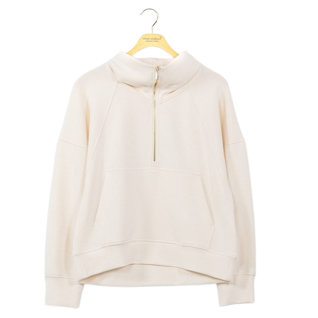Simply Southern Ivory Long Sleeve Zip Pullover