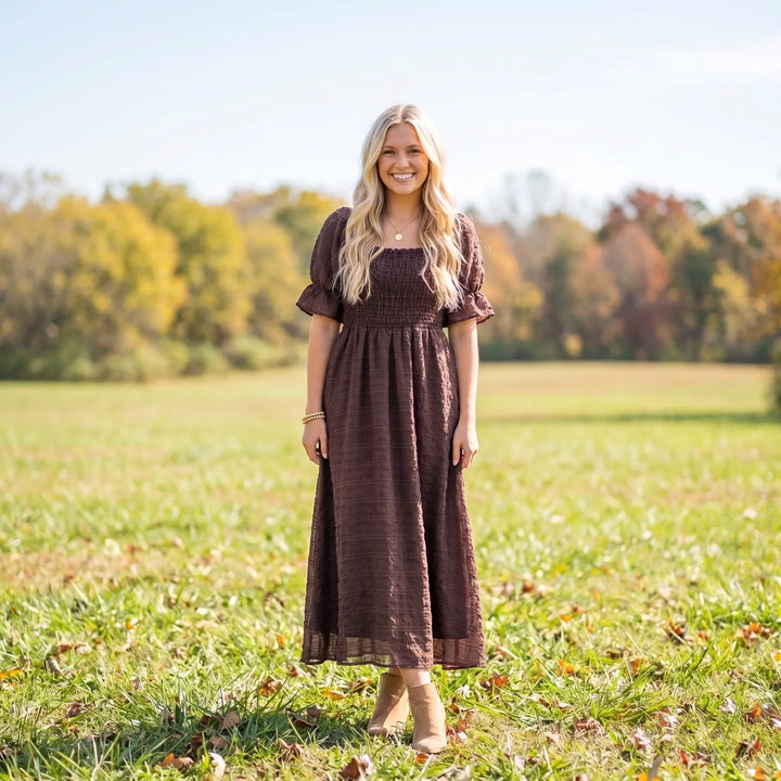 Simply Southern Smocked Maxi Dress - Coffee