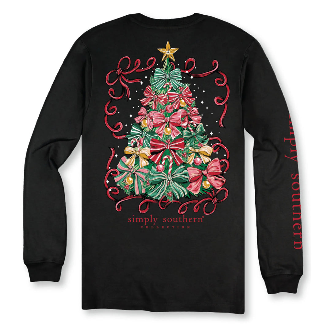 Simply Southern Christmas Tree Long Sleeve Tee - Black