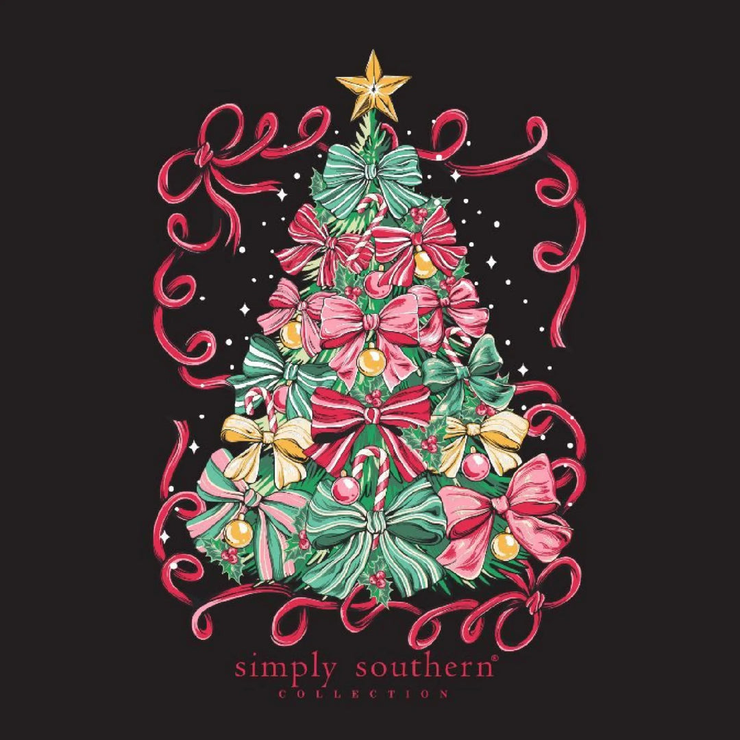 Simply Southern Christmas Tree Long Sleeve Tee - Black