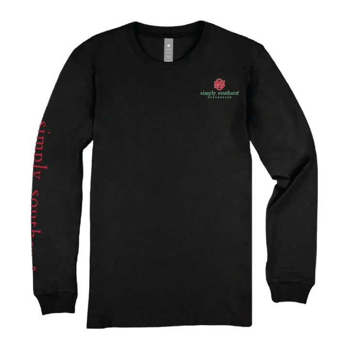 Simply Southern Christmas Tree Long Sleeve Tee - Black