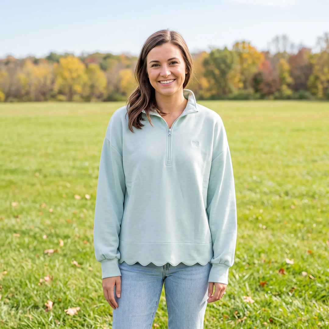 Simply Southern Harbor Scallop Long Sleeve Pullover