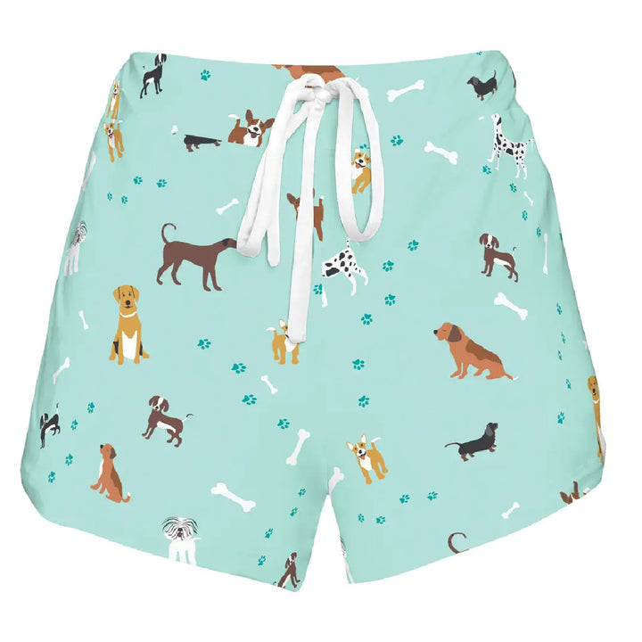 Women's Dog Print Pajama Shorts - Mint Green