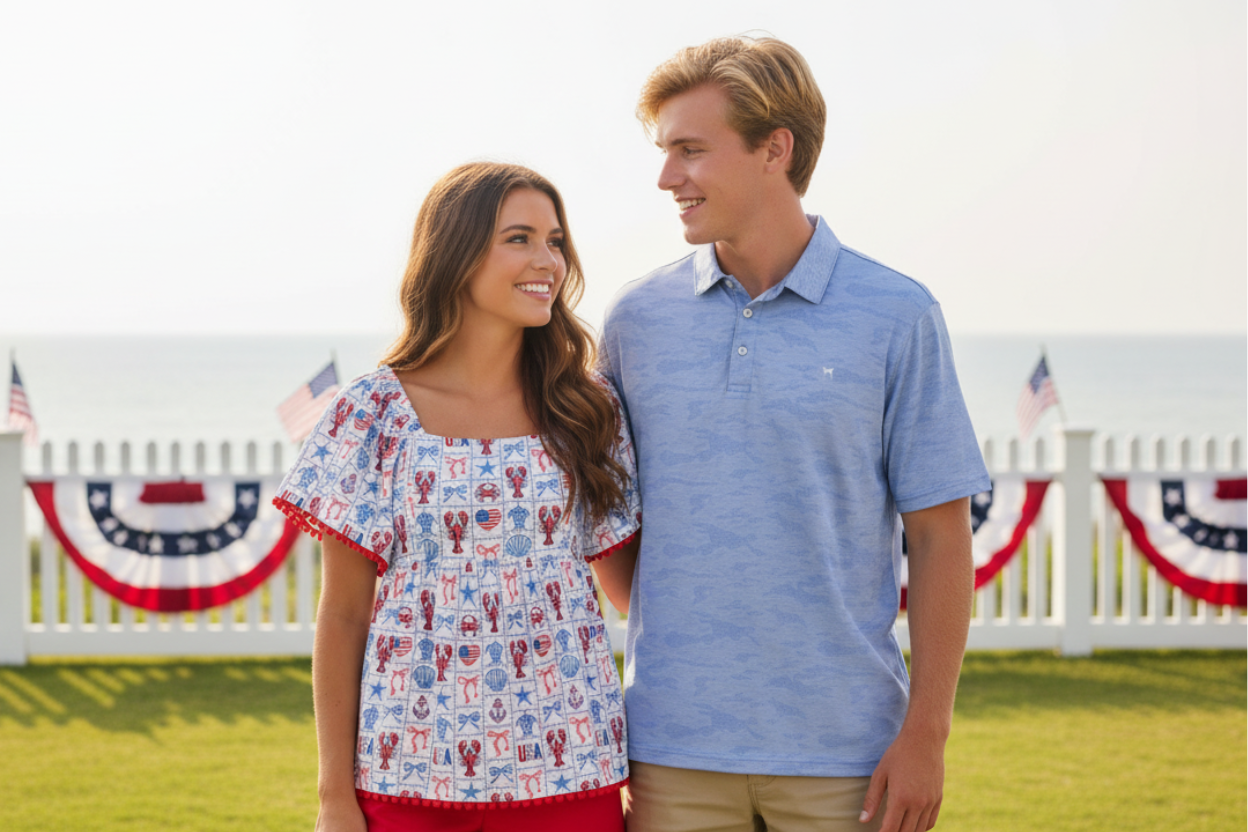 Couple wearing Simply Southern Patriotic Apparel at July 4th Celebration