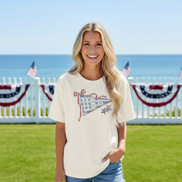 Simply Southern USA Tee - Front Tuck Denim Shorts